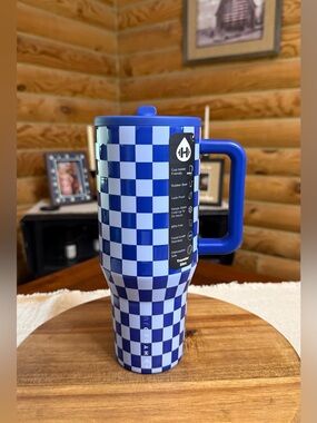 BLUE CHECKERS HydroJug 40oz Traveler Straw Tumbler